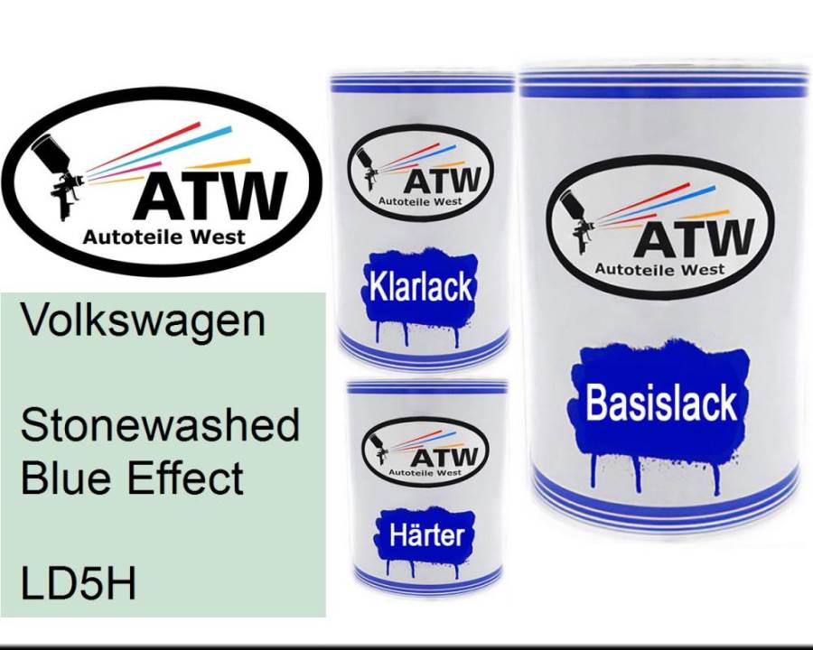 Volkswagen, Stonewashed Blue Effect, LD5H: 500ml Lackdose + 500ml Klarlack + 250ml Härter - Set, von ATW Autoteile West.